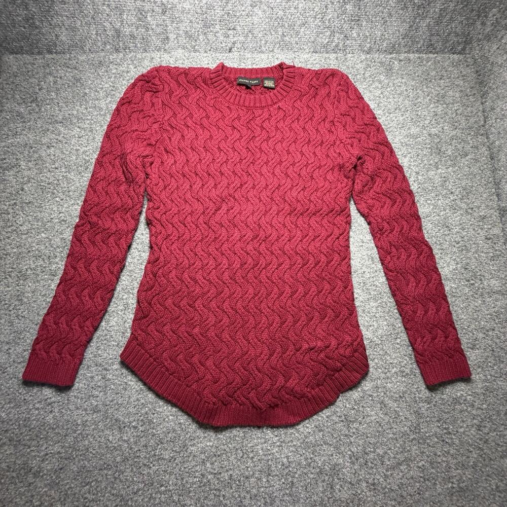 Women’s Burgundy Jean Pierre Chunky Cable Knit Pullover Sweater (Size S) Warm
